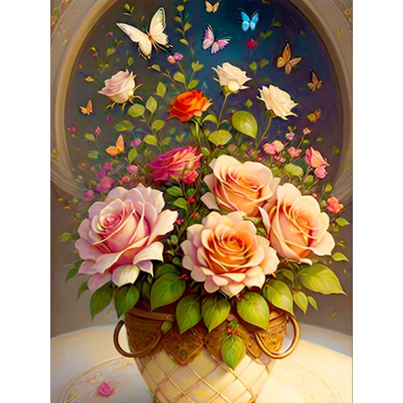 Bouquet Flowers In Vase – Full Round Drill Diamond Painting 30*40CM