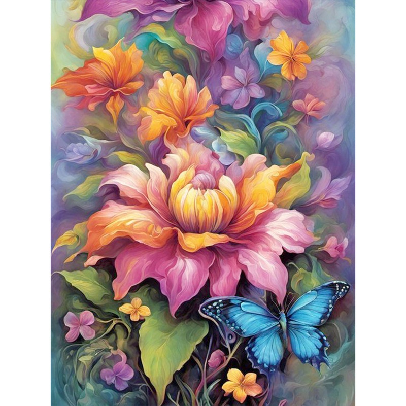Bouquet With Butterflies Flowers – Full Round Drill Diamond Painting 30*40CM
