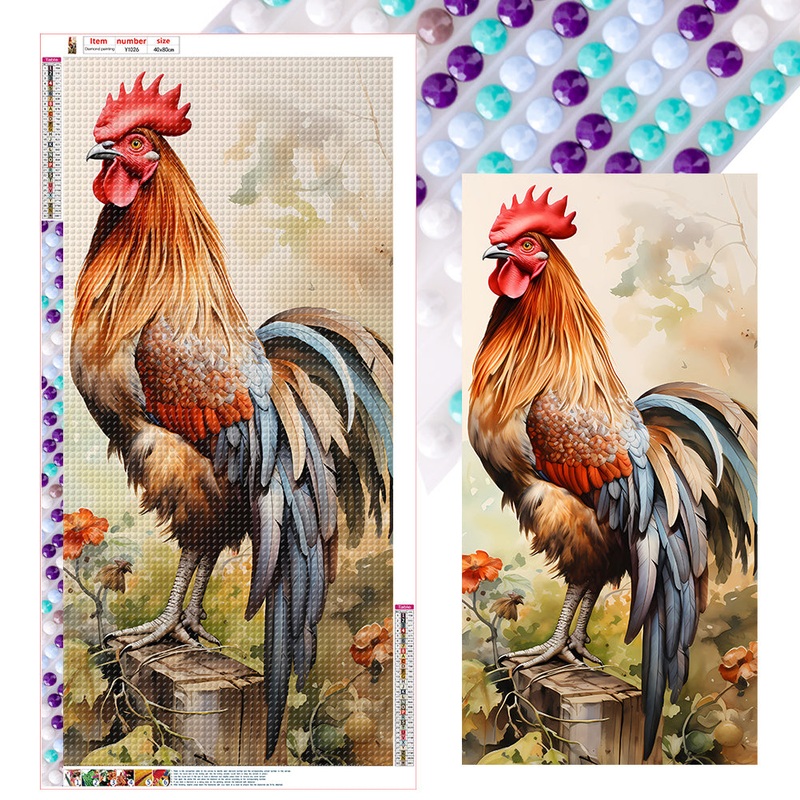 Pastoral Animal Rooster – Full Round Drill Diamond Painting 40*80CM