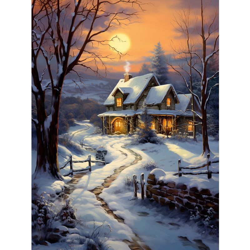 Winter Village – Full Round Drill Diamond Painting 30*40CM