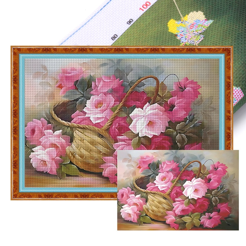 A Basket Of Roses – 11CT Stamped Cross Stitch 74*53CM(Joy Sunday)