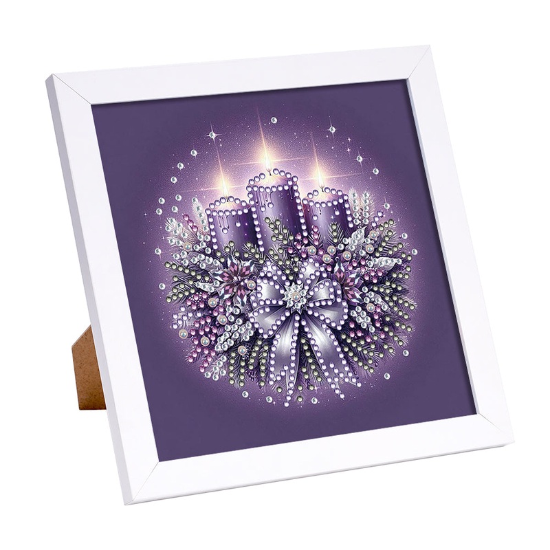 Christmas Candle Bow – Special Shaped Drill Diamond Painting 18*18CM