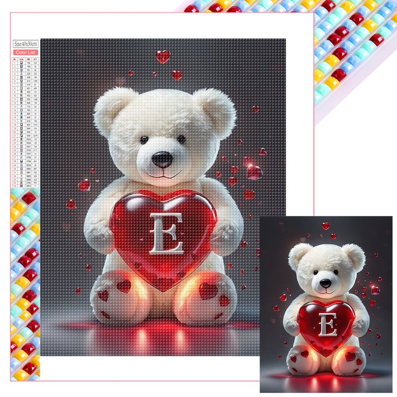 26 Letter Care Bear-E – Full Square Drill Diamond Painting 30*40CM