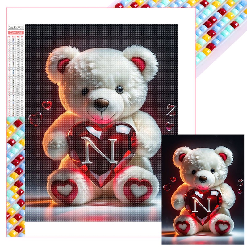 26 Letter Care Bear-N – Full Square Drill Diamond Painting 30*40CM