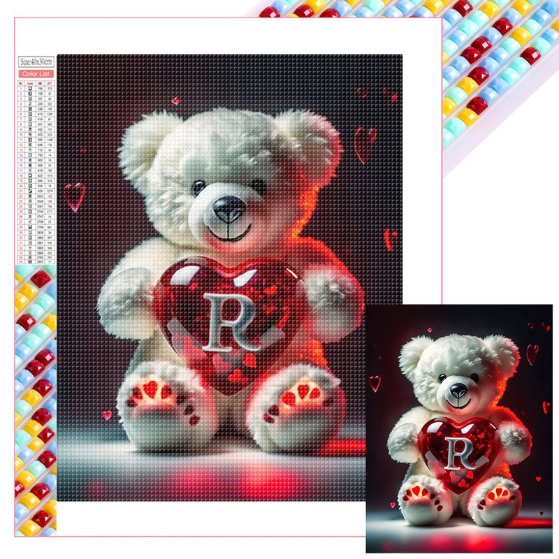 26 Letter Care Bear-R – Full Square Drill Diamond Painting 30*40CM