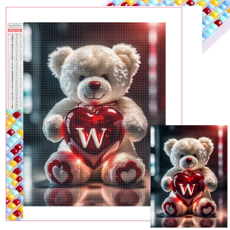 26 Letter Care Bear-W – Full Square Drill Diamond Painting 30*40CM