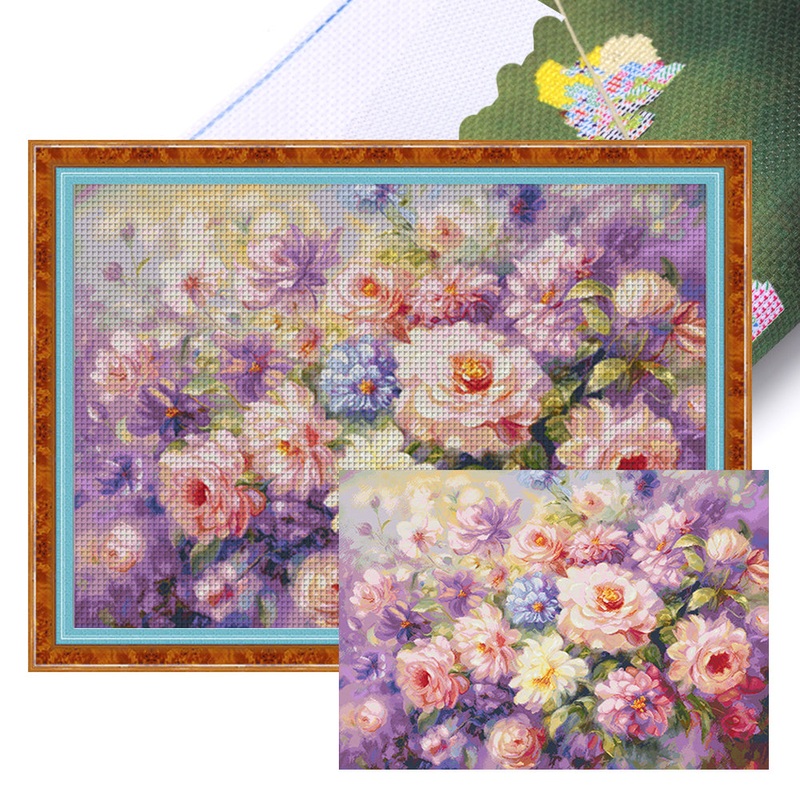A Field Of Flowers – 14CT Stamped Cross Stitch 126*97CM(Spring)