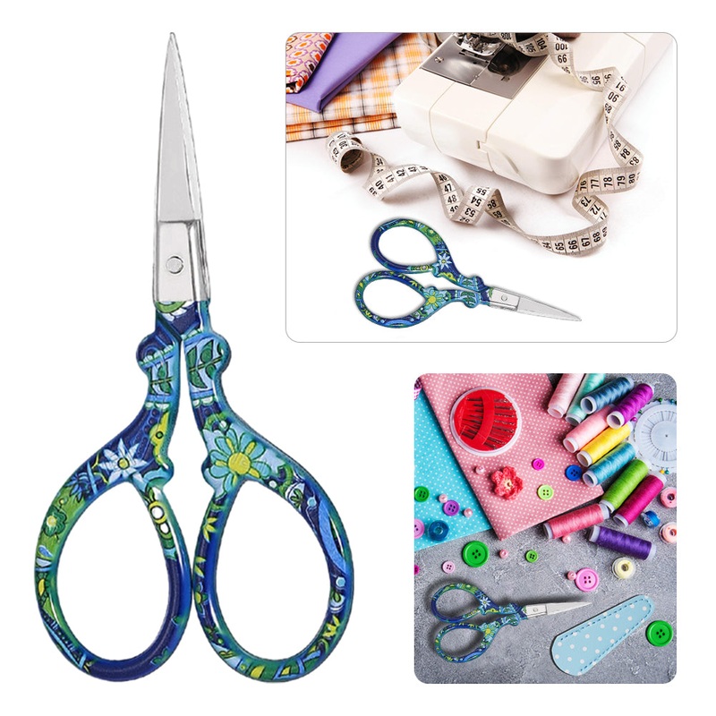 Vintage European Style Scissors Embroidery Scissor 9×4.6cm (Blue Sharp Head)