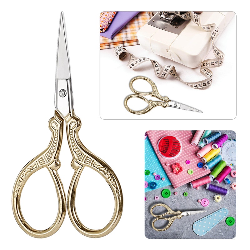 Vintage European Style Scissors Embroidery Scissor 9×4.6cm (Gold Sharp Head)