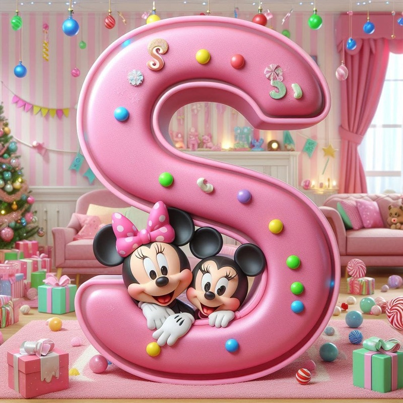 (S) Mickey Letters – Full Round Drill Diamond Painting 30*30CM