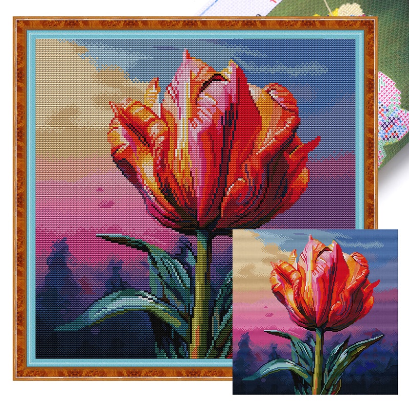 A Tulip – 14CT Stamped Cross Stitch 40*40CM