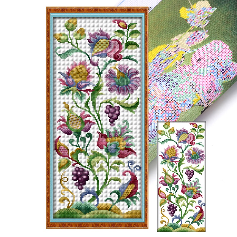 Abstract Flower – 14CT Stamped Cross Stitch 19*47CM(Joy Sunday)