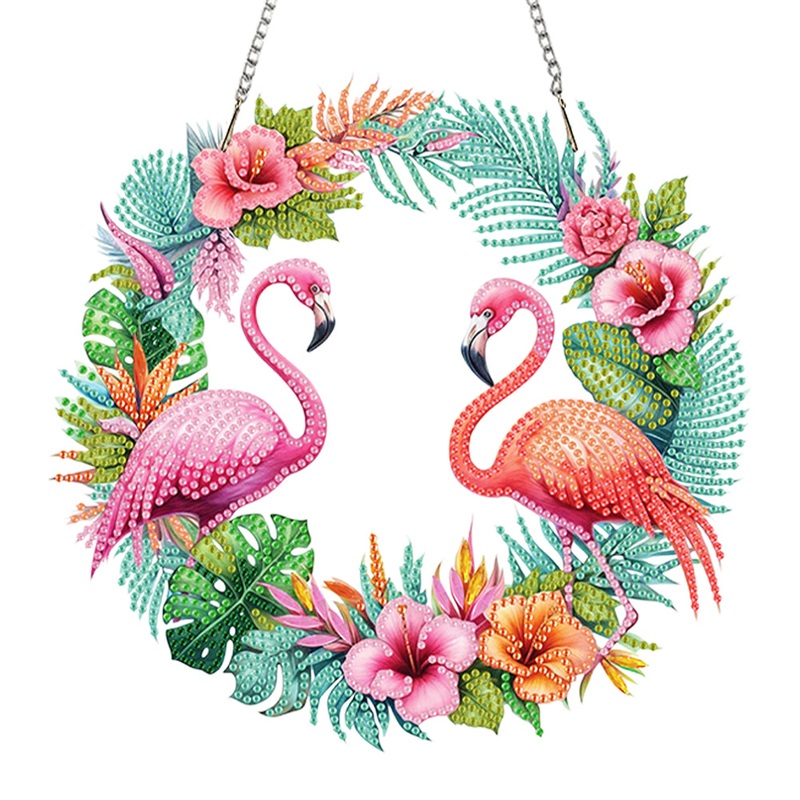 Wreath Acrylic 2D Flat DIY Diamond Art Pendant Window Hanging Art for Home Decor